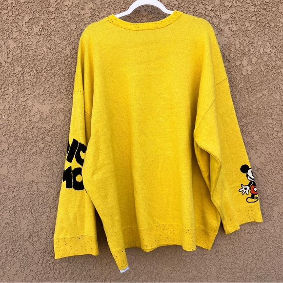 Disney Mickey Mouse Iconic Pullover Sweater Women 3X Yellow Knit Cozy Oversized - Picture 5 of 12